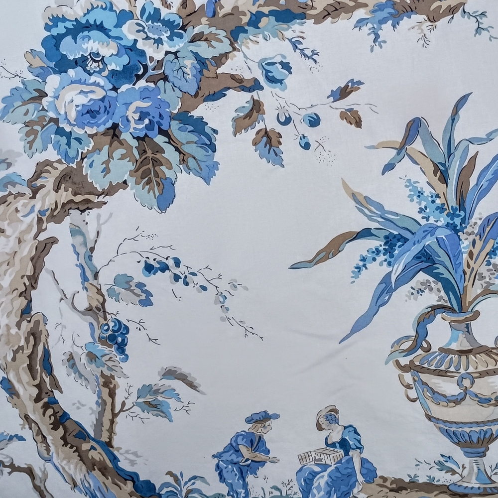 Brunschwig & Fils Cythera Blue Tropical Bird Pattern 46" x 27" New Unused